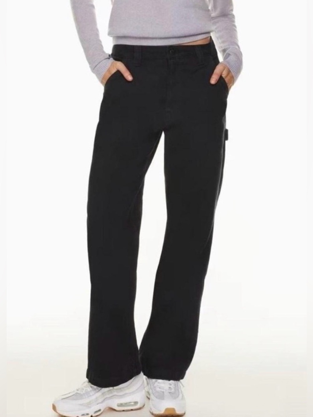 Aritzia TNA The Greenwich High Waisted Twill Carpenter Pants in Black